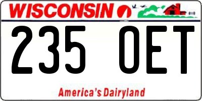WI license plate 235OET