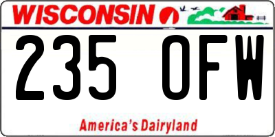 WI license plate 235OFW
