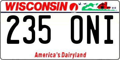 WI license plate 235ONI