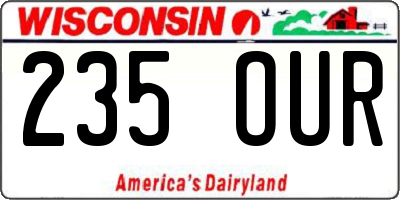 WI license plate 235OUR