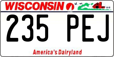 WI license plate 235PEJ