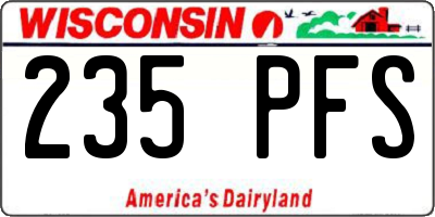 WI license plate 235PFS