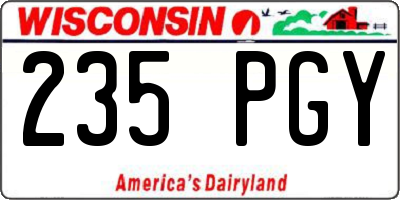 WI license plate 235PGY