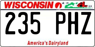 WI license plate 235PHZ