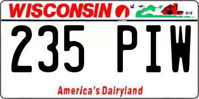 WI license plate 235PIW