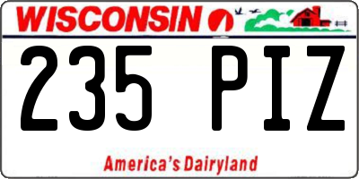 WI license plate 235PIZ