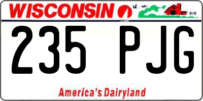 WI license plate 235PJG