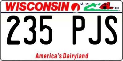 WI license plate 235PJS