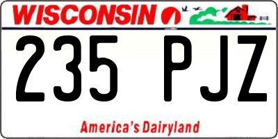 WI license plate 235PJZ