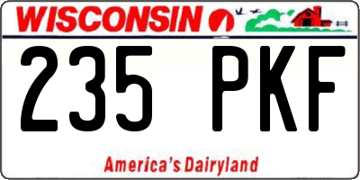 WI license plate 235PKF