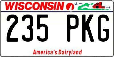 WI license plate 235PKG