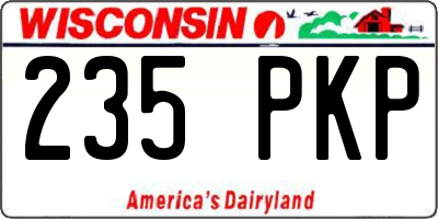 WI license plate 235PKP