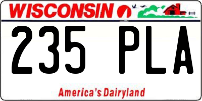 WI license plate 235PLA