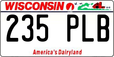 WI license plate 235PLB