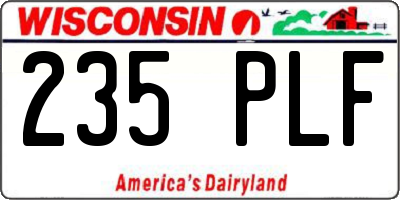 WI license plate 235PLF