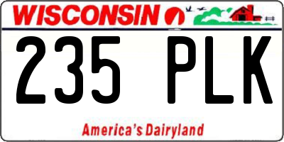 WI license plate 235PLK