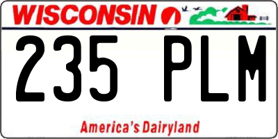 WI license plate 235PLM