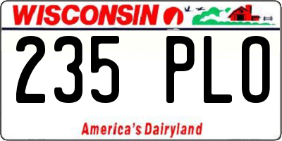 WI license plate 235PLO