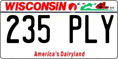 WI license plate 235PLY