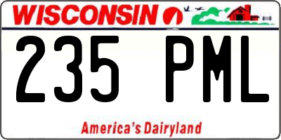 WI license plate 235PML