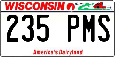 WI license plate 235PMS