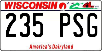 WI license plate 235PSG