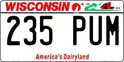 WI license plate 235PUM