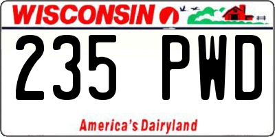 WI license plate 235PWD
