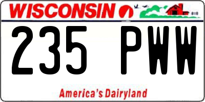 WI license plate 235PWW