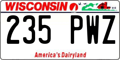WI license plate 235PWZ
