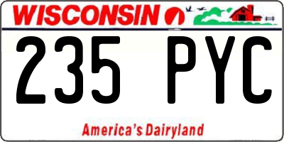 WI license plate 235PYC