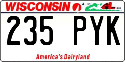 WI license plate 235PYK