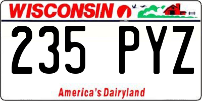 WI license plate 235PYZ