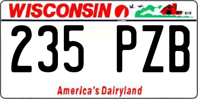 WI license plate 235PZB