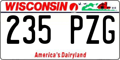 WI license plate 235PZG
