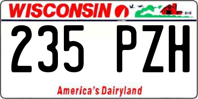 WI license plate 235PZH