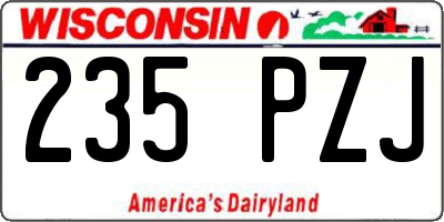 WI license plate 235PZJ