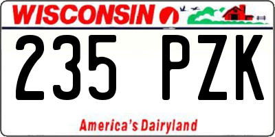 WI license plate 235PZK