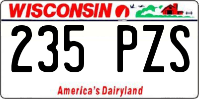 WI license plate 235PZS