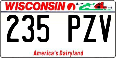 WI license plate 235PZV