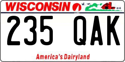 WI license plate 235QAK