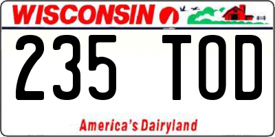 WI license plate 235TOD