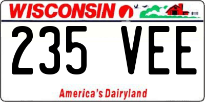 WI license plate 235VEE