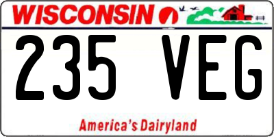 WI license plate 235VEG