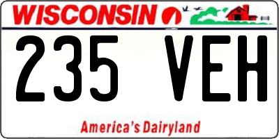 WI license plate 235VEH