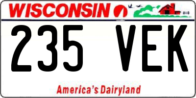 WI license plate 235VEK