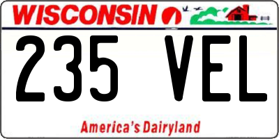 WI license plate 235VEL