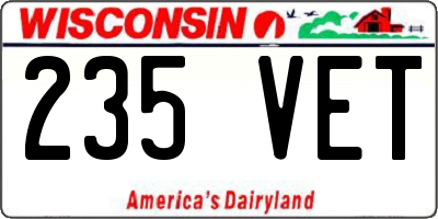 WI license plate 235VET