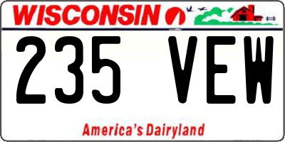 WI license plate 235VEW