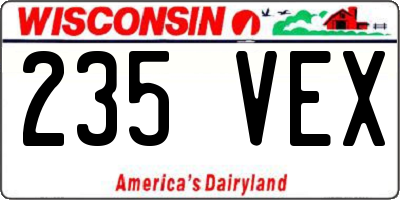 WI license plate 235VEX